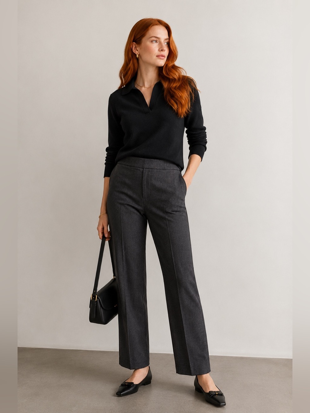 Hillary Radley Charcoal Gray Straight Leg Dress Pants Medium